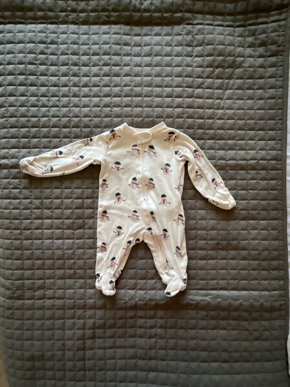 Carter's Cream Snowman Print Footed One-Piece